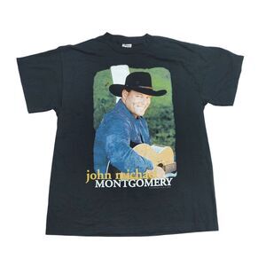 Vintage 2001 John Michael Montgomery Tour T-Shirt Black Delta Pro Weight Size L